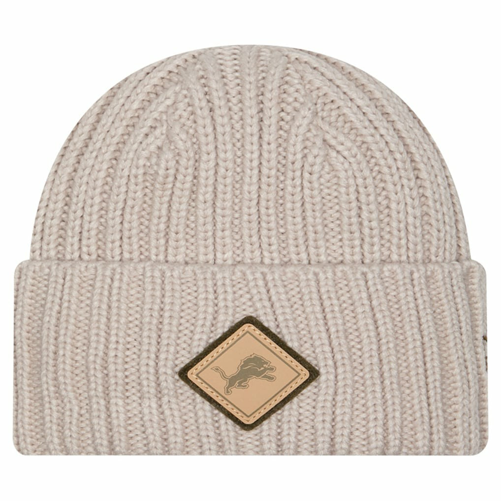 Detroit Lions New Era Logo Applique Cuffed Knit Hat - Light Beige Hats