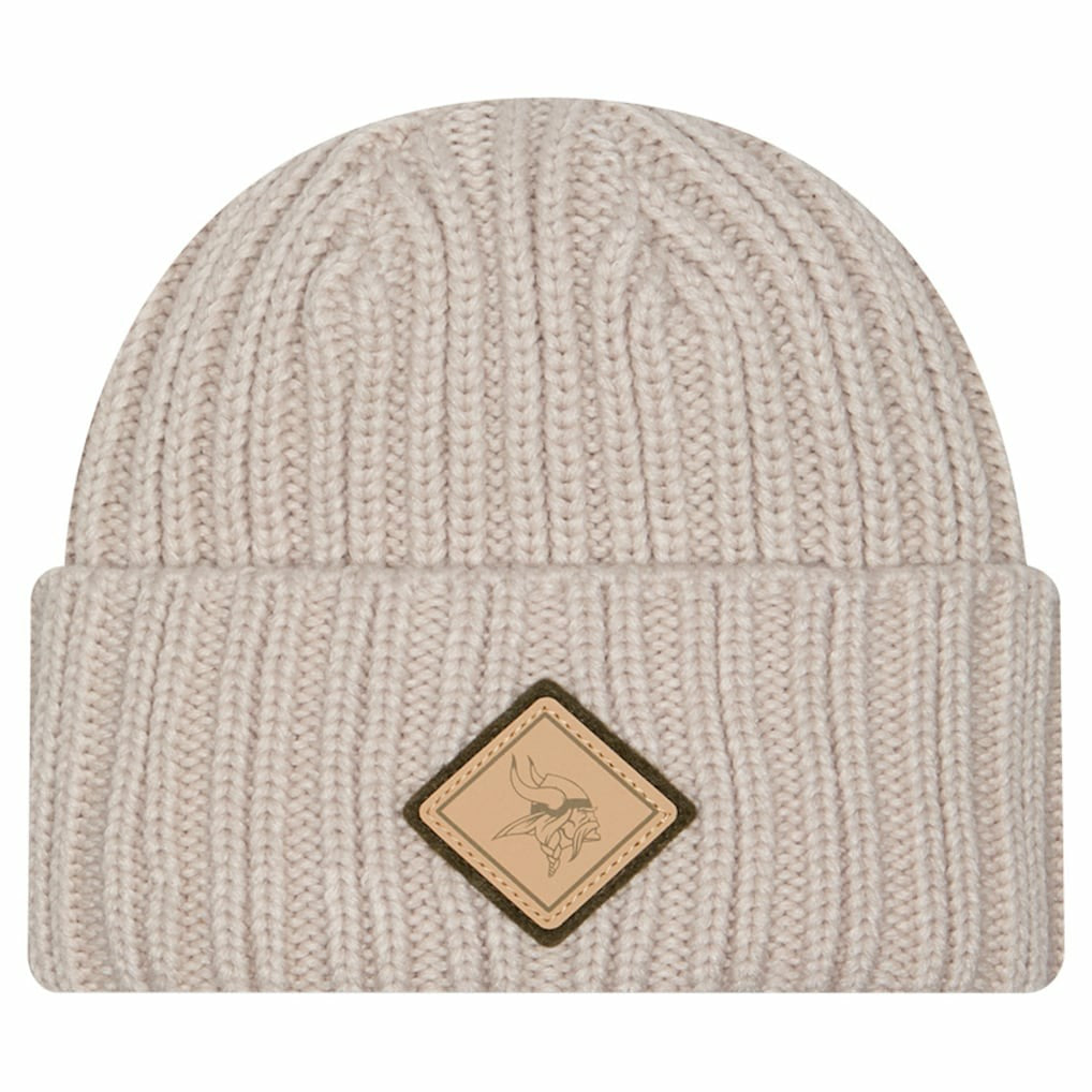 Minnesota Vikings New Era Logo Applique Cuffed Knit Hat - Light Beige Hats