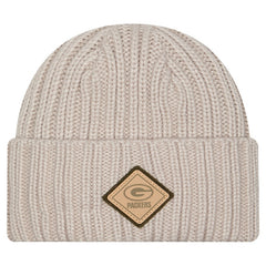 Green Bay Packers New Era Logo Applique Cuffed Knit Hat - Light Beige Hats