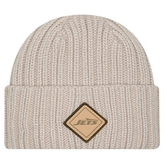 New York Jets New Era Logo Applique Cuffed Knit Hat - Light Beige Hats