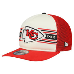 Kansas City Chiefs New Era Banner A-Frame 9FIFTY Snapback Hat - Cream/Red Hats