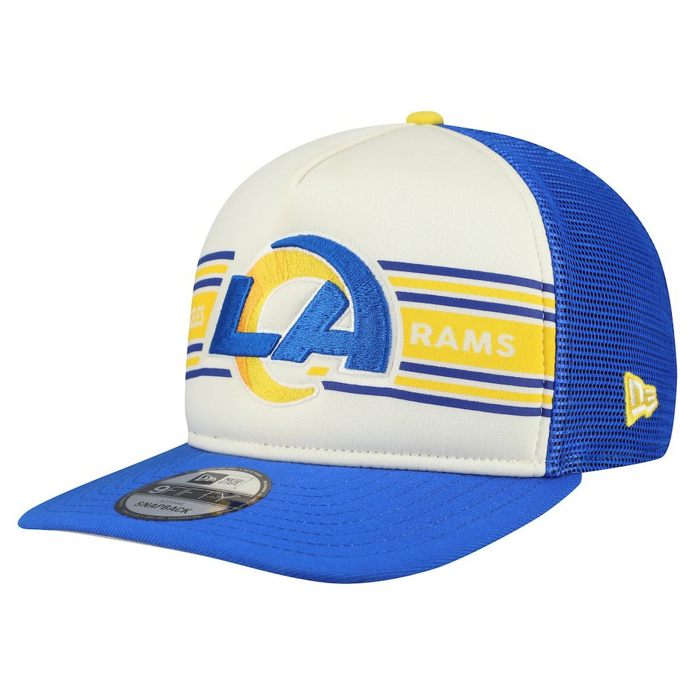 Los Angeles Rams New Era Banner A-Frame 9FIFTY Snapback Hat - Cream/Royal Hats