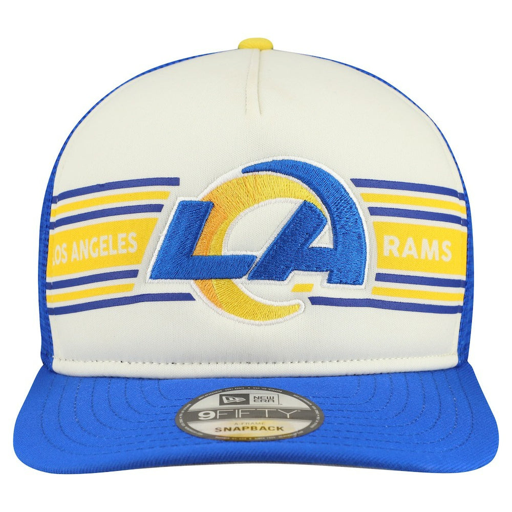 Los Angeles Rams New Era Banner A-Frame 9FIFTY Snapback Hat - Cream/Royal Hats