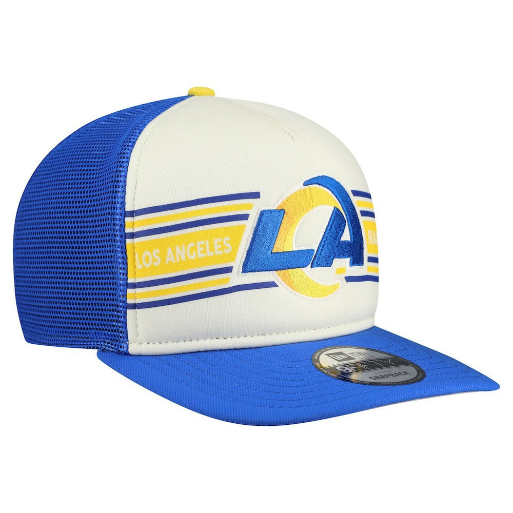 Los Angeles Rams New Era Banner A-Frame 9FIFTY Snapback Hat - Cream/Royal Hats