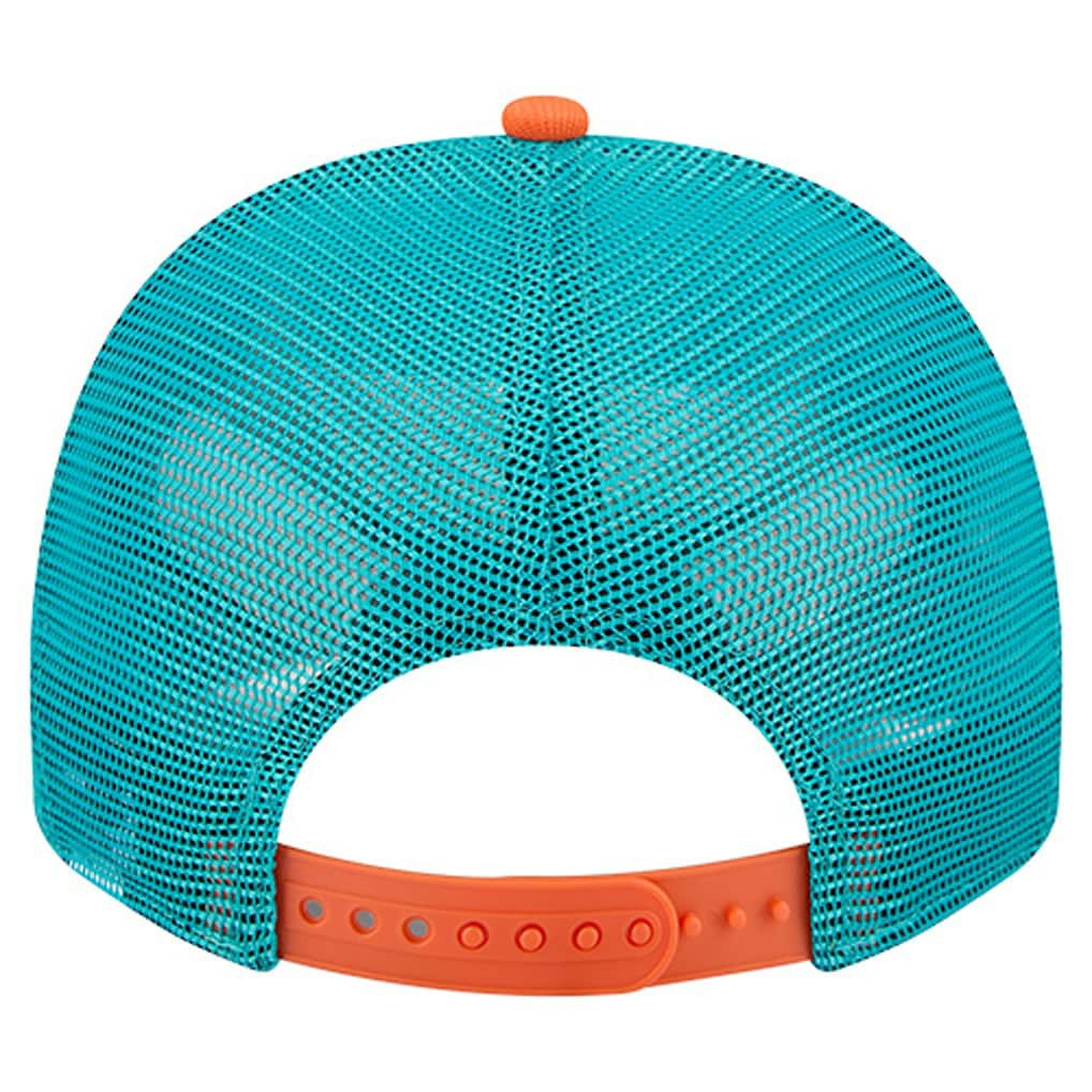 Miami Dolphins New Era Banner A-Frame 9FIFTY Trucker Snapback Hat - Cream/Aqua Hats