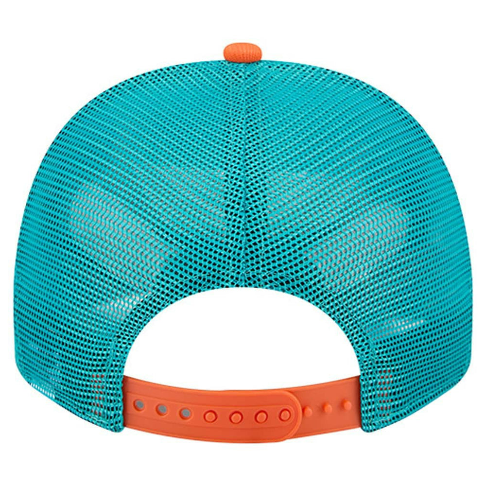 Miami Dolphins New Era Banner A-Frame 9FIFTY Trucker Snapback Hat - Cream/Aqua Hats