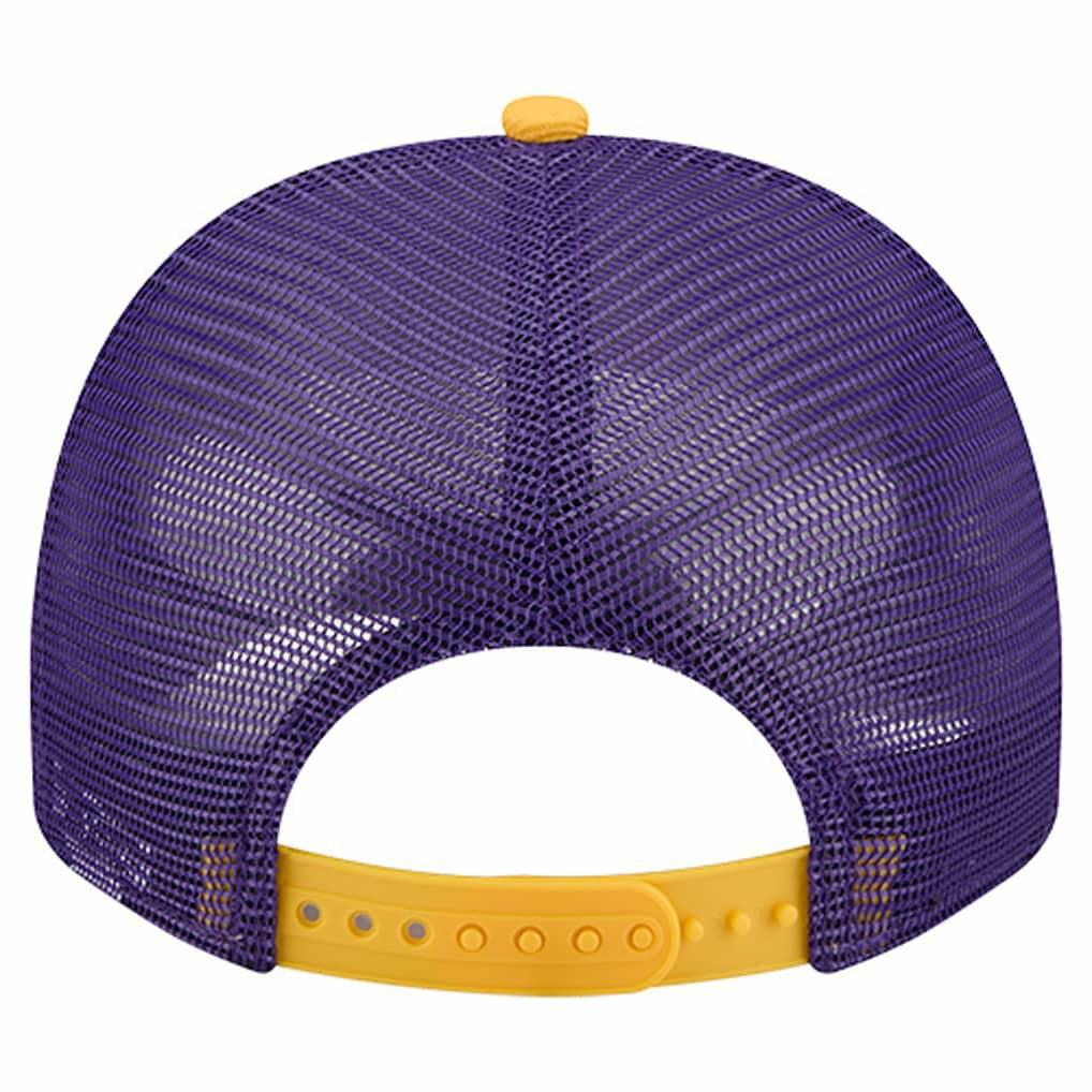 Minnesota Vikings New Era Banner A-Frame 9FIFTY Trucker Snapback Hat - Cream/Purple Hats