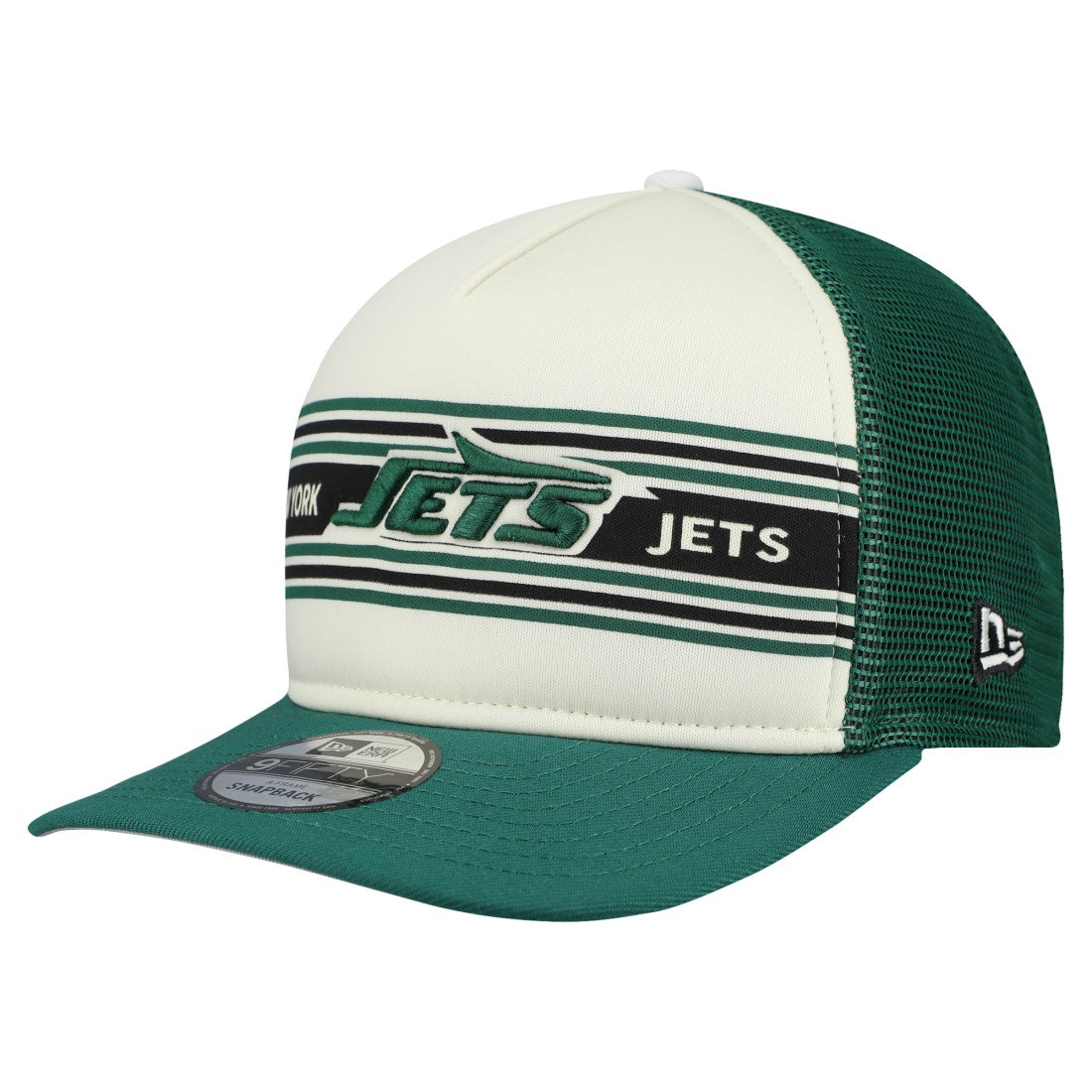 New York Jets New Era Banner A-Frame 9FIFTY Snapback Hat - Cream/Green Hats
