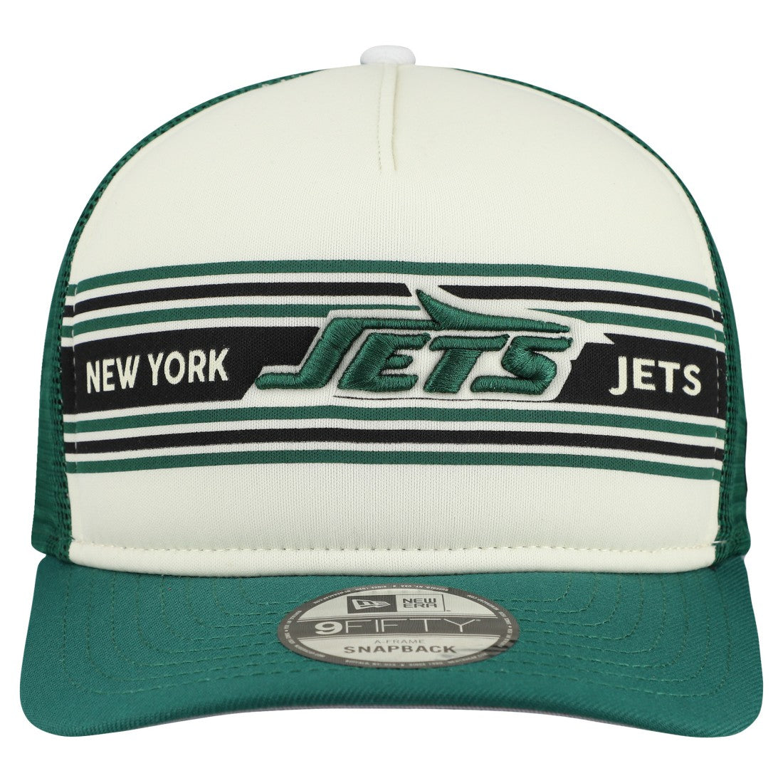 New York Jets New Era Banner A-Frame 9FIFTY Snapback Hat - Cream/Green Hats