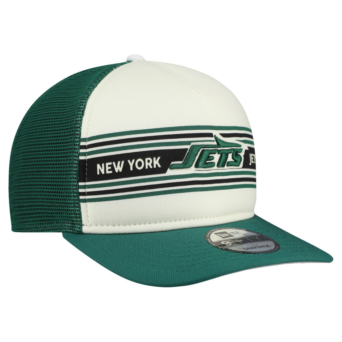 New York Jets New Era Banner A-Frame 9FIFTY Snapback Hat - Cream/Green Hats