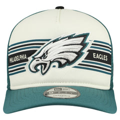 Philadelphia Eagles New Era Banner A-Frame 9FIFTY Snapback Hat - Cream/Midnight Green Hats