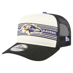 Baltimore Ravens New Era Banner A-Frame 9FIFTY Trucker Snapback Hat - Cream/Black Hats
