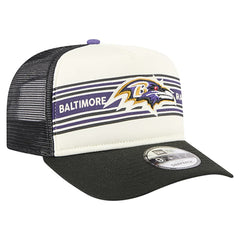 Baltimore Ravens New Era Banner A-Frame 9FIFTY Trucker Snapback Hat - Cream/Black Hats