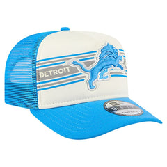 Detroit Lions New Era Banner A-Frame 9FIFTY Trucker Snapback Hat - Cream/Blue Hats