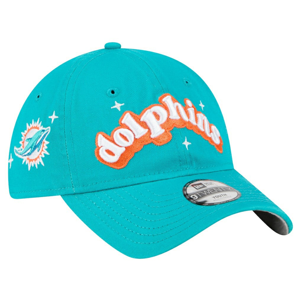 Miami Dolphins New Era Girls Youth Cheer 9TWENTY Adjustable Hat - Aqua Hats