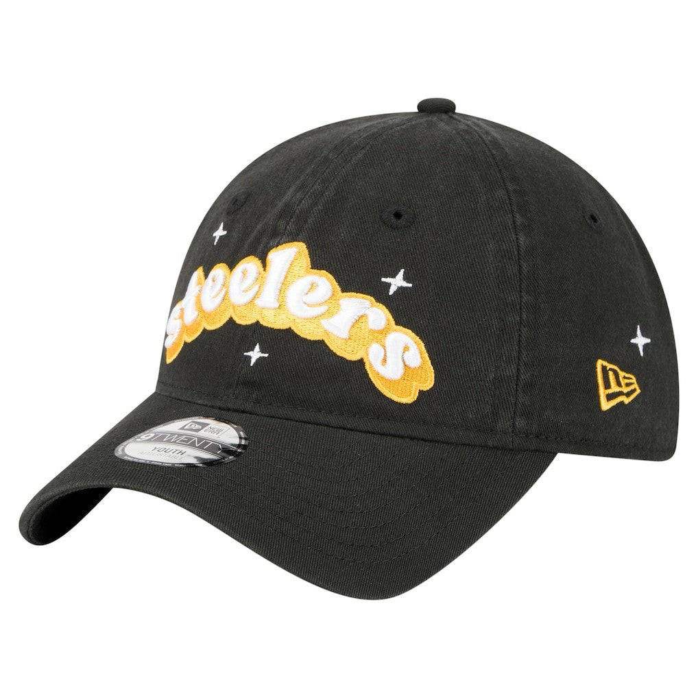 Pittsburgh Steelers New Era Girls Youth Cheer 9TWENTY Adjustable Hat - Black Hats