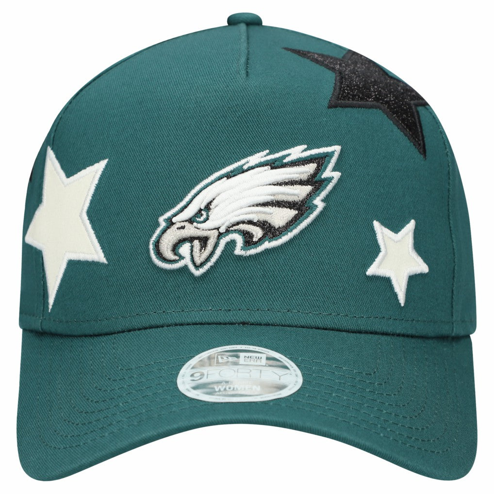 Philadelphia Eagles New Era Women's Stardom A-Frame 9FORTY Adjustable Hat - Midnight Green Hats