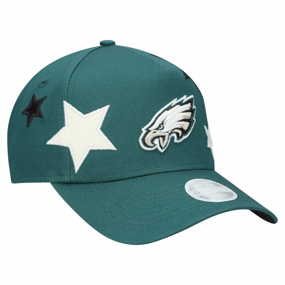 Philadelphia Eagles New Era Women's Stardom A-Frame 9FORTY Adjustable Hat - Midnight Green Hats