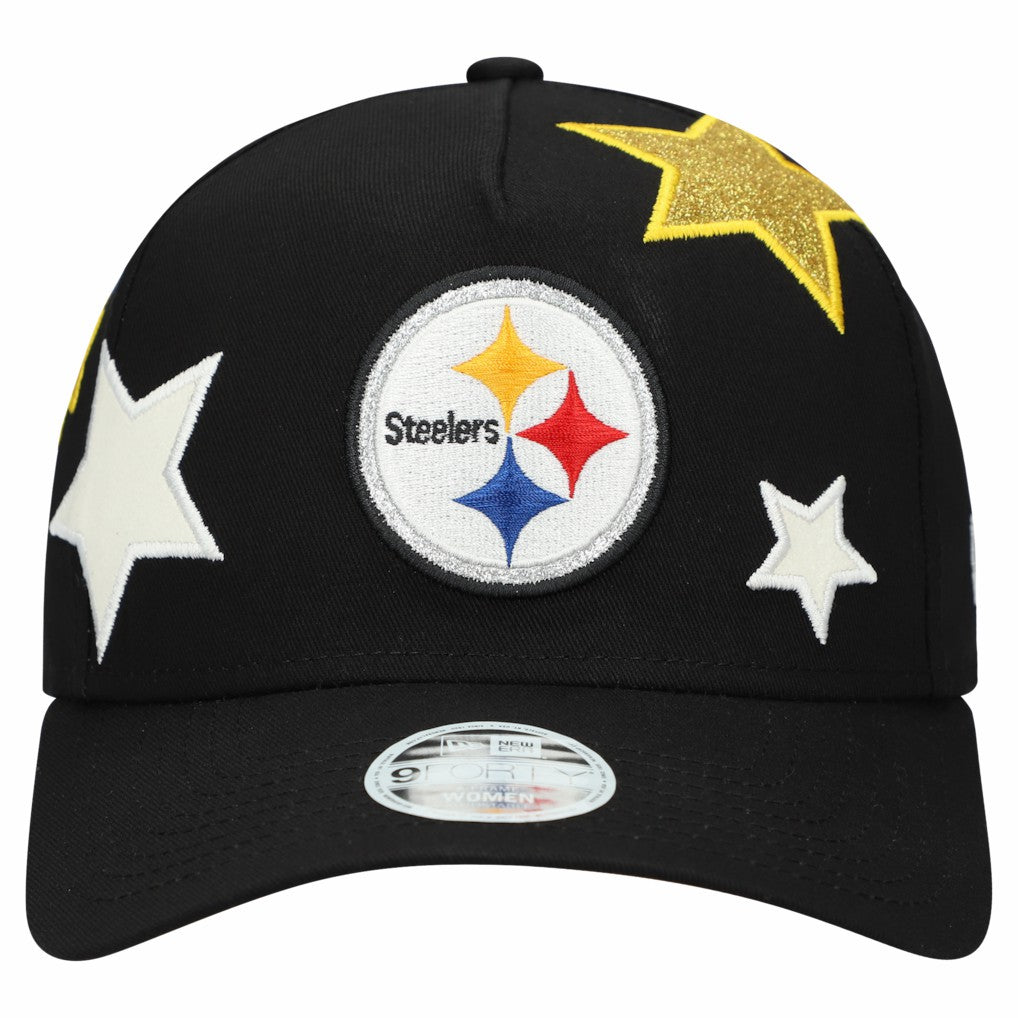 Pittsburgh Steelers New Era Women's Stardom A-Frame 9FORTY Adjustable Hat - Black Hats