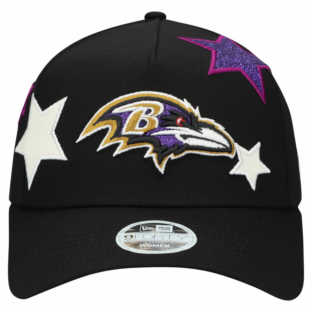 Baltimore Ravens New Era Women's Stardom A-Frame 9FORTY Adjustable Hat - Black Hats