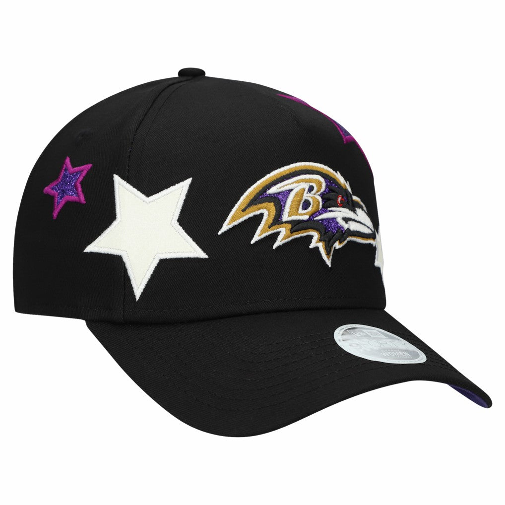 Baltimore Ravens New Era Women's Stardom A-Frame 9FORTY Adjustable Hat - Black Hats