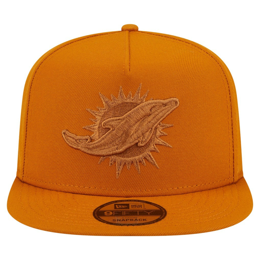 Miami Dolphins New Era Color Pack A-Frame 9FIFTY Snapback Hat - Brown Hats