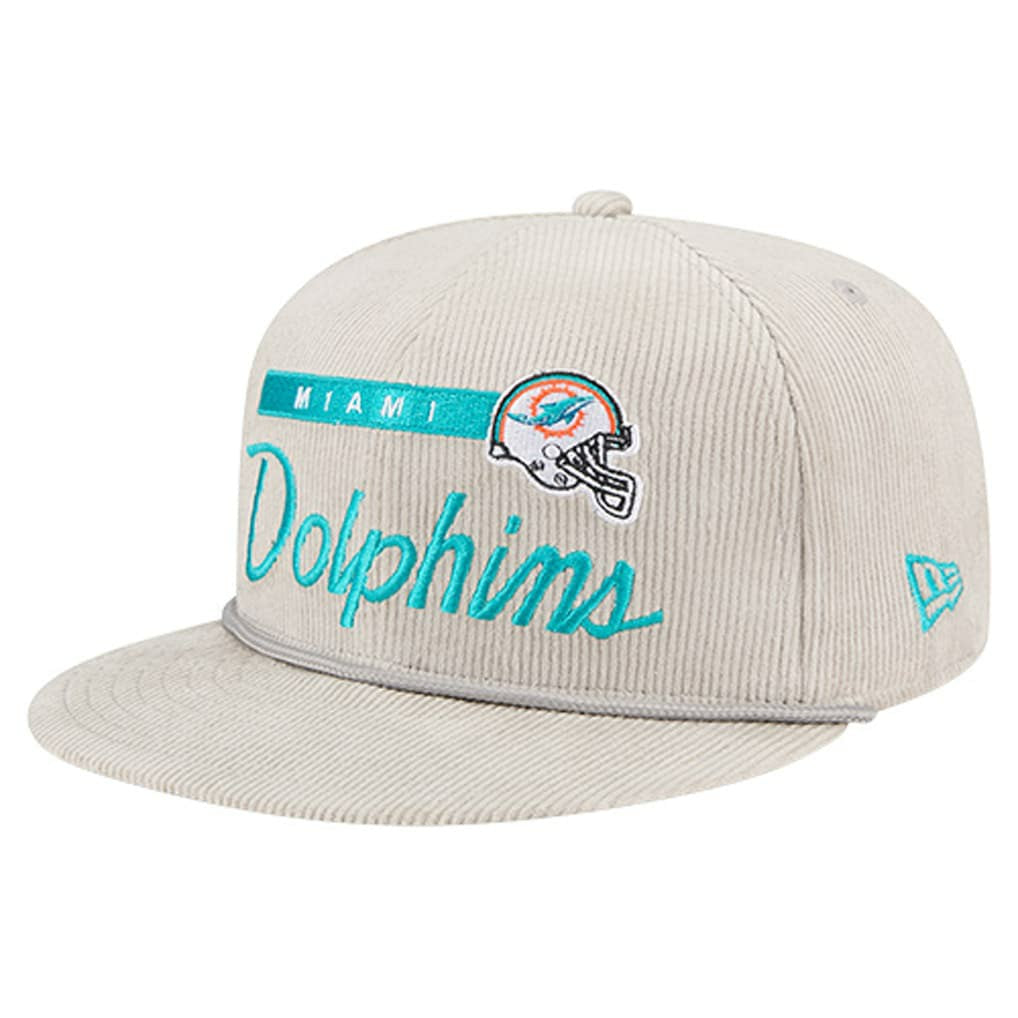 Miami Dolphins New Era Cord Rope Corduroy 9FIFTY Snapback Hat - Gray Hats