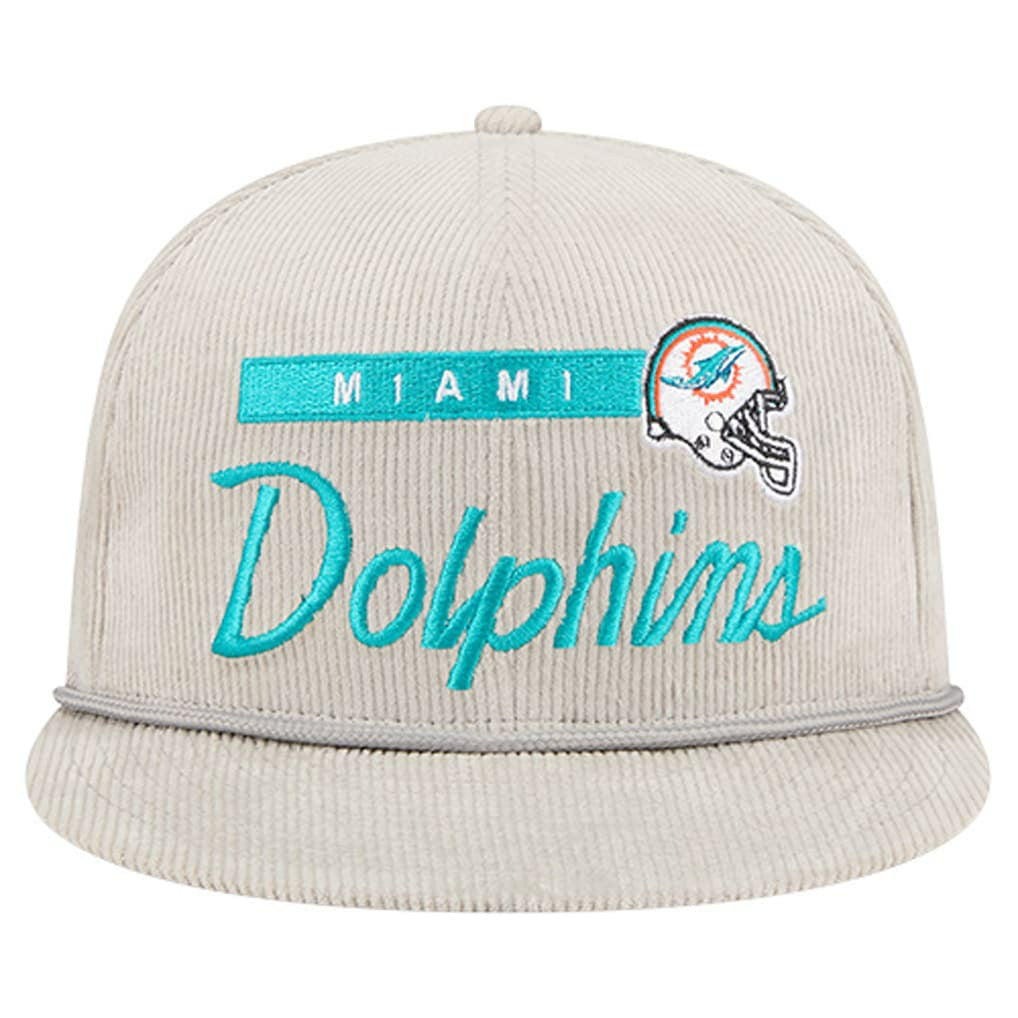 Miami Dolphins New Era Cord Rope Corduroy 9FIFTY Snapback Hat - Gray Hats