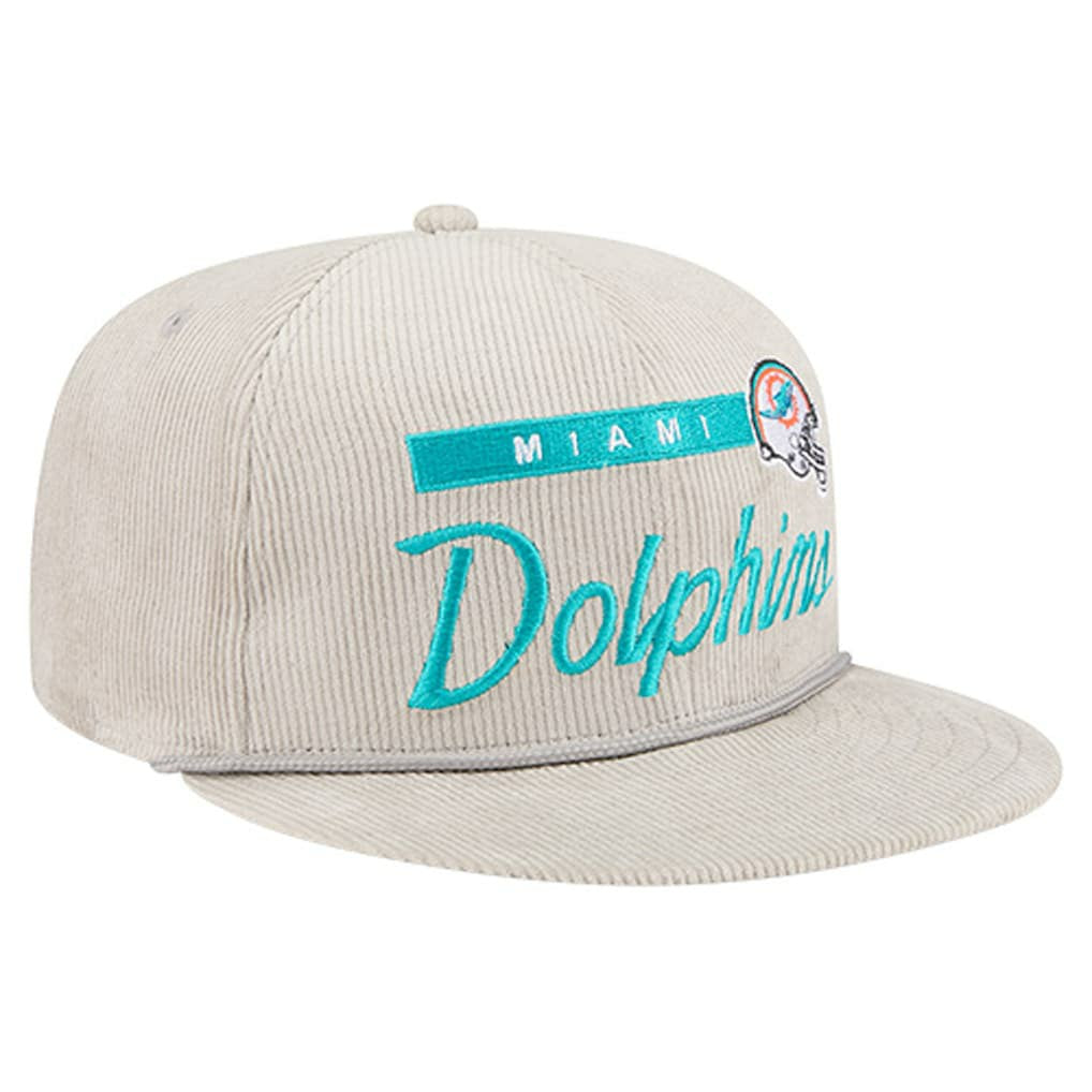 Miami Dolphins New Era Cord Rope Corduroy 9FIFTY Snapback Hat - Gray Hats