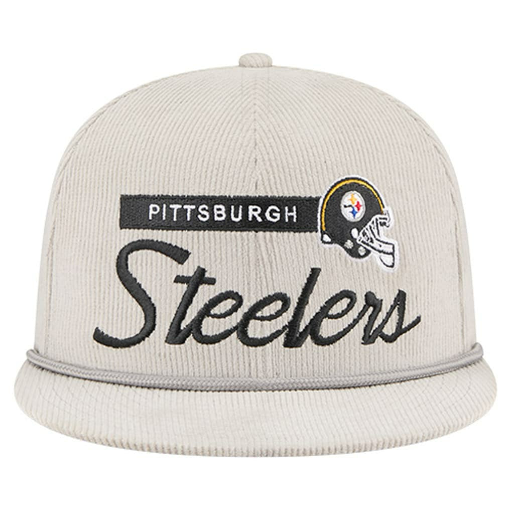 Pittsburgh Steelers New Era Cord Rope Corduroy 9FIFTY Snapback Hat - Gray Hats