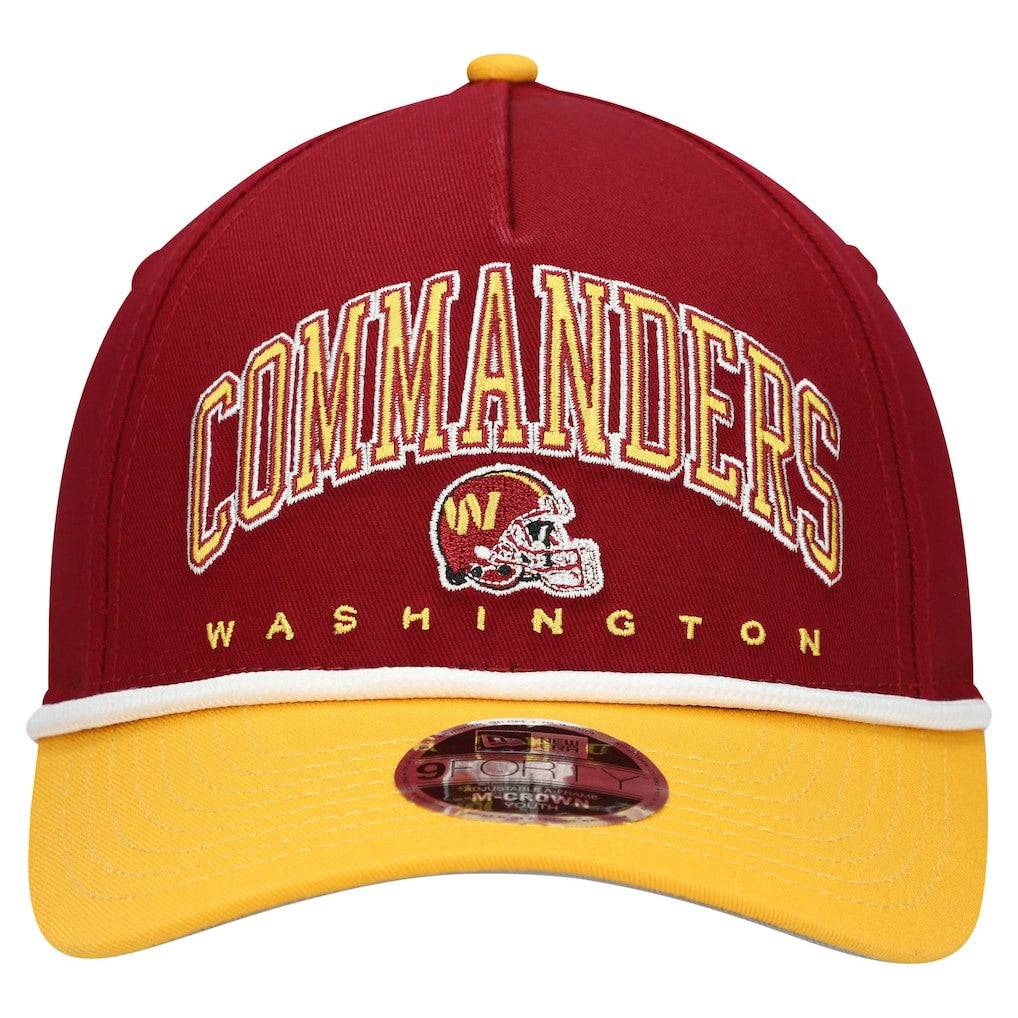 Washington Commanders New Era Youth Arch COOLERA 9FORTY A-Frame Adjustable Hat - Burgundy/Gold Hats