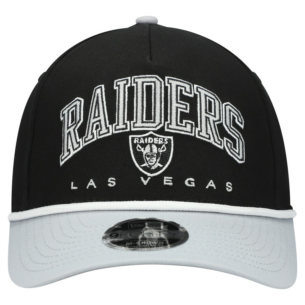 Las Vegas Raiders New Era Youth Arch COOLERA 9FORTY A-Frame Adjustable Hat - Black/Silver Hats