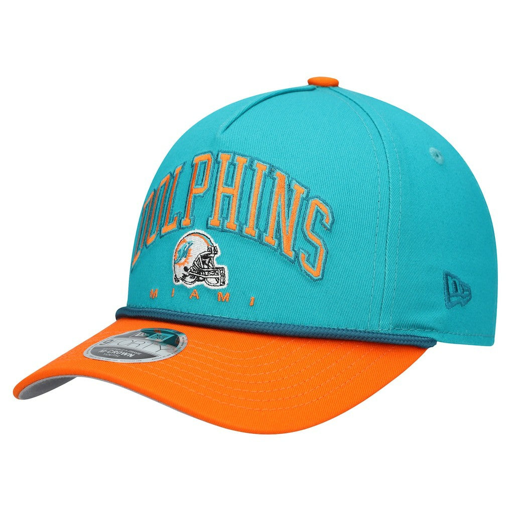 Miami Dolphins New Era Youth Arch COOLERA 9FORTY A-Frame Adjustable Hat - Aqua/Orange Hats