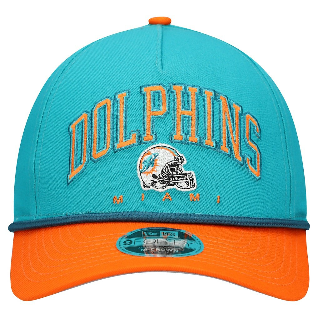 Miami Dolphins New Era Youth Arch COOLERA 9FORTY A-Frame Adjustable Hat - Aqua/Orange Hats
