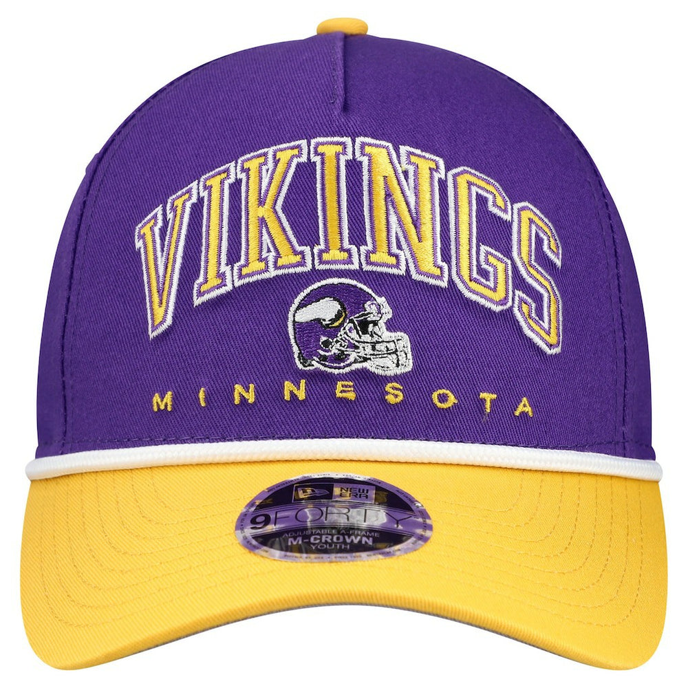 Minnesota Vikings New Era Youth Arch COOLERA 9FORTY A-Frame Adjustable Hat - Purple/Gold Hats
