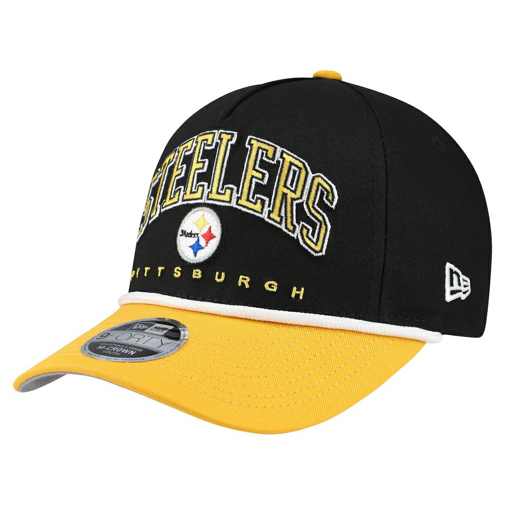 Pittsburgh Steelers New Era Youth Arch COOLERA 9FORTY A-Frame Adjustable Hat - Black/Gold Hats