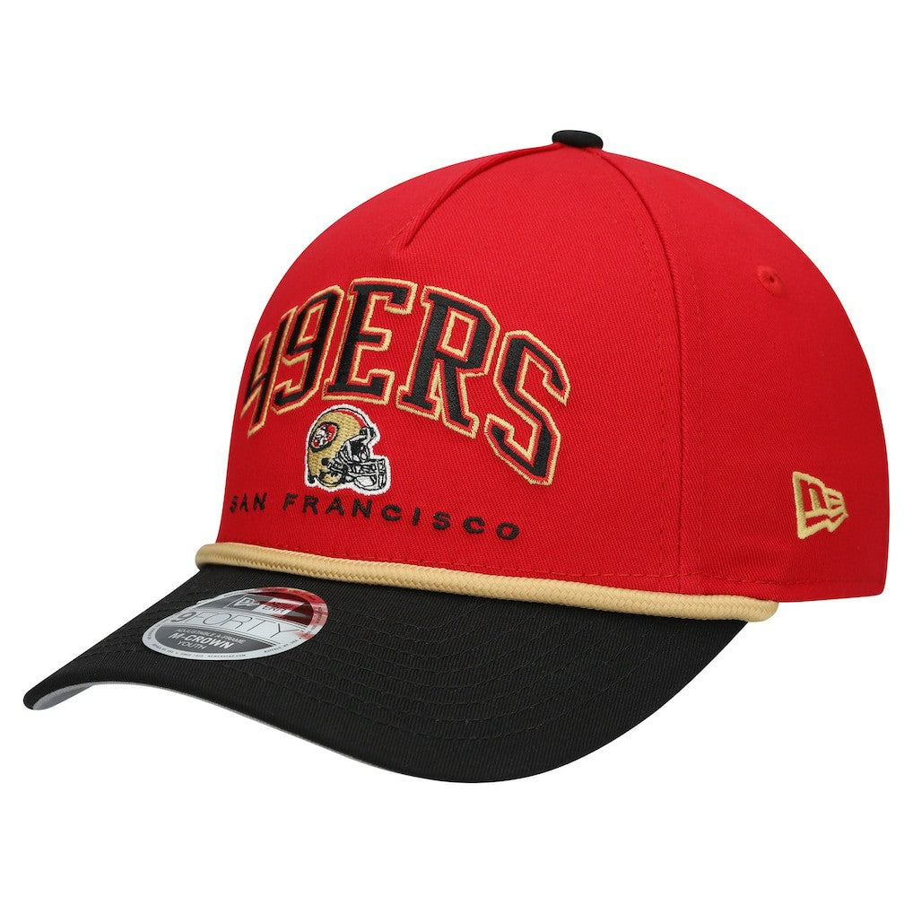 San Francisco 49ers New Era Youth Arch COOLERA 9FORTY A-Frame Adjustable Hat - Scarlet/Black Hats