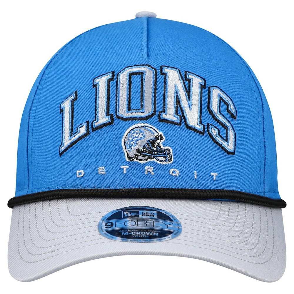 Detroit Lions New Era Youth Arch COOLERA 9FORTY A-Frame Adjustable Hat - Blue/Gray Hats