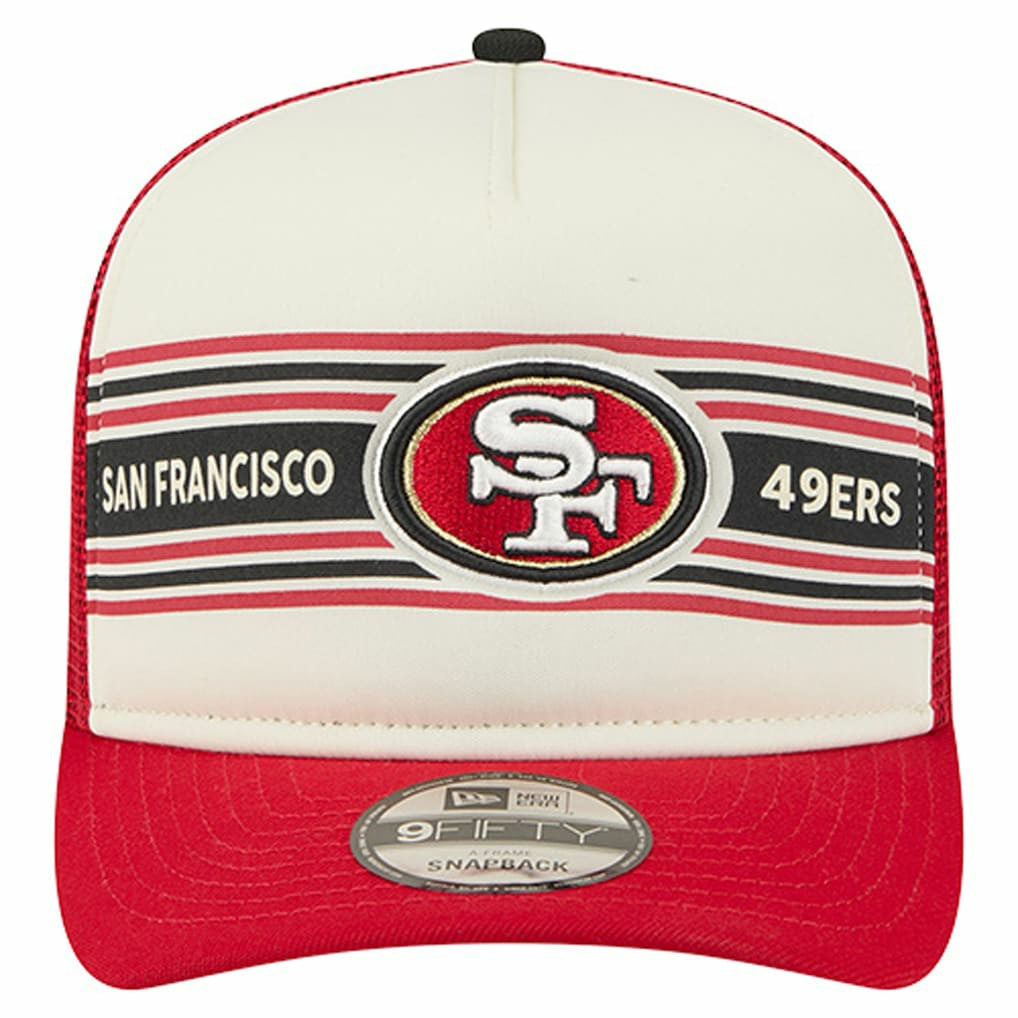 San Francisco 49ers New Era Youth Banner 9FIFTY A-Frame Adjustable Trucker Hat - Cream/Scarlet Hats