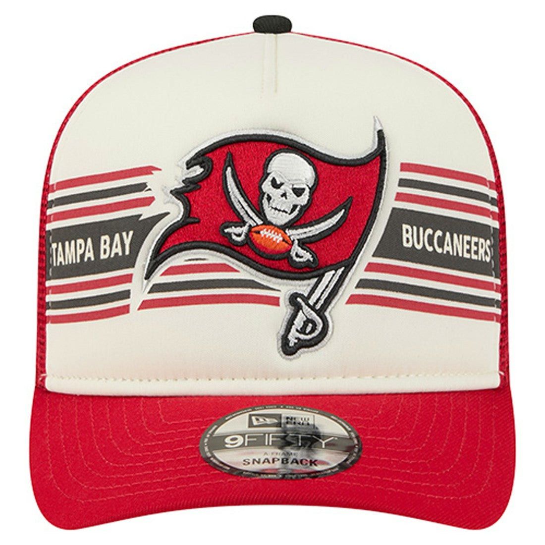 Tampa Bay Buccaneers New Era Youth Banner 9FIFTY A-Frame Adjustable Trucker Hat - Cream/Red Hats