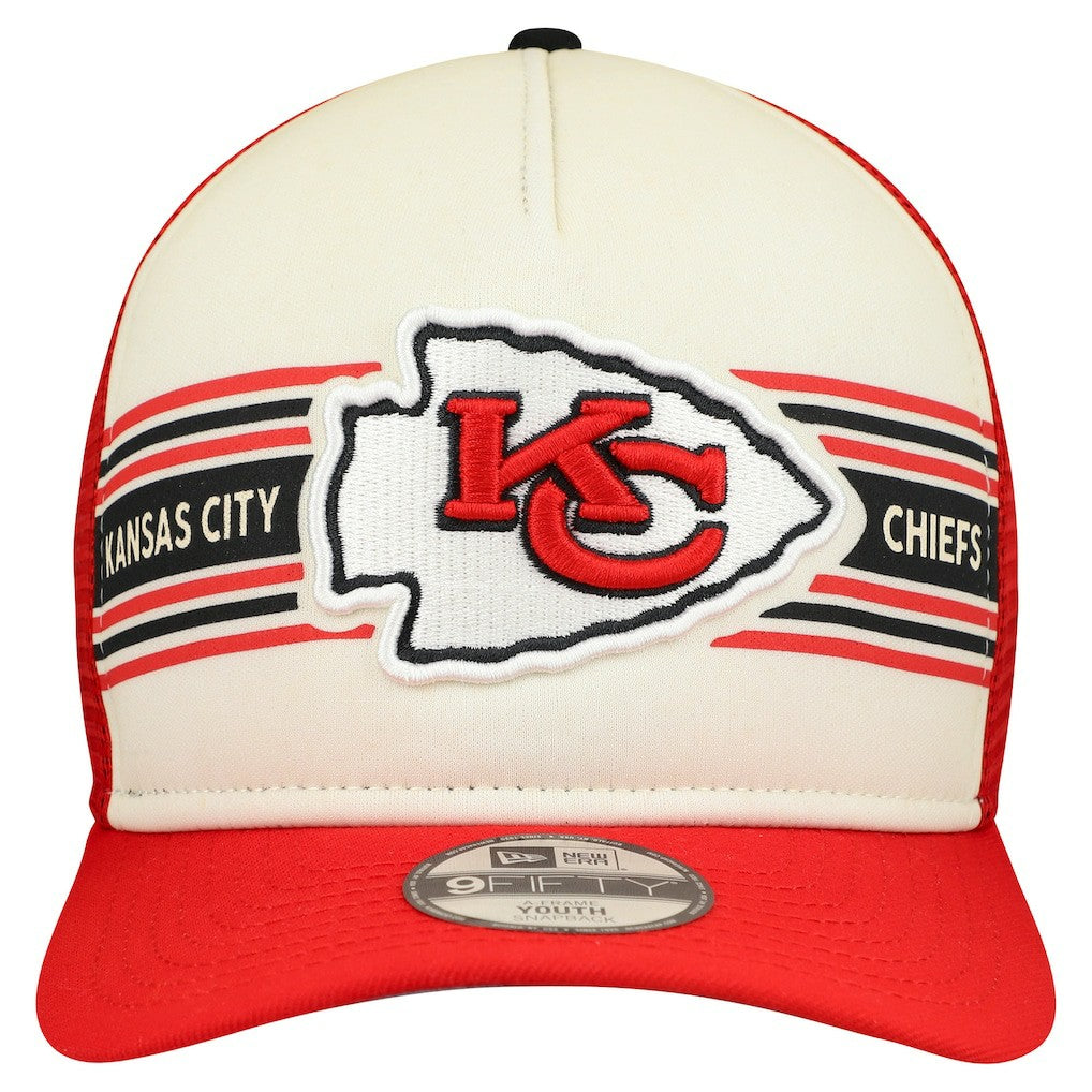 Kansas City Chiefs New Era Youth Banner 9FIFTY A-Frame Adjustable Trucker Hat - Cream/Red Hats