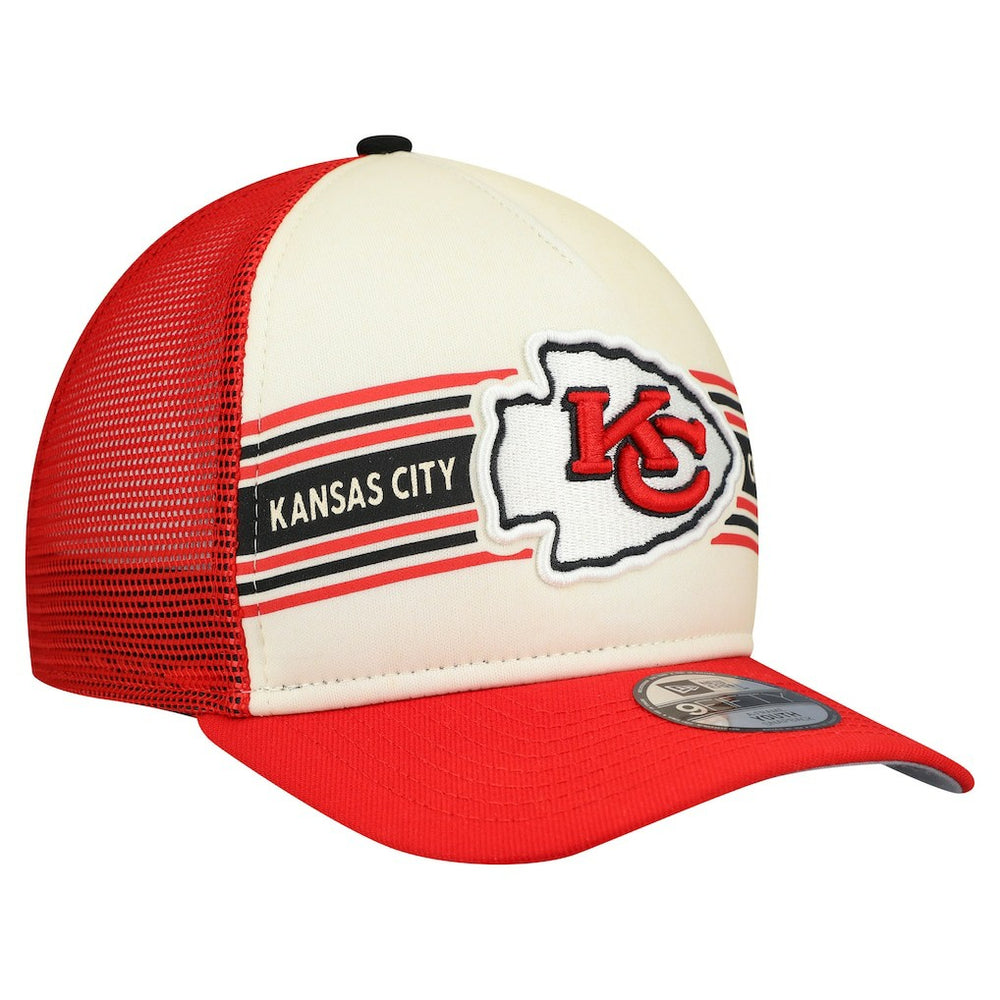 Kansas City Chiefs New Era Youth Banner 9FIFTY A-Frame Adjustable Trucker Hat - Cream/Red Hats