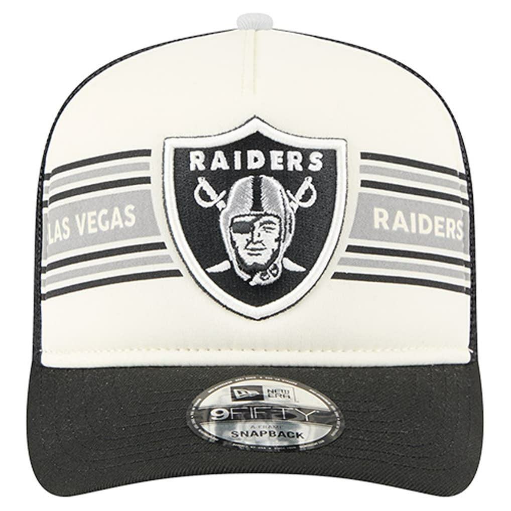 Las Vegas Raiders New Era Youth Banner 9FIFTY A-Frame Adjustable Trucker Hat - Cream/Black Hats
