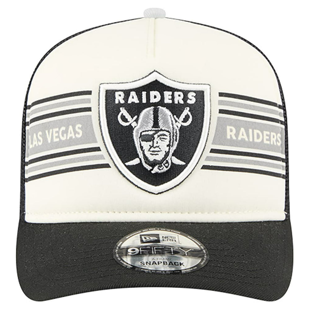 Las Vegas Raiders New Era Youth Banner 9FIFTY A-Frame Adjustable Trucker Hat - Cream/Black Hats