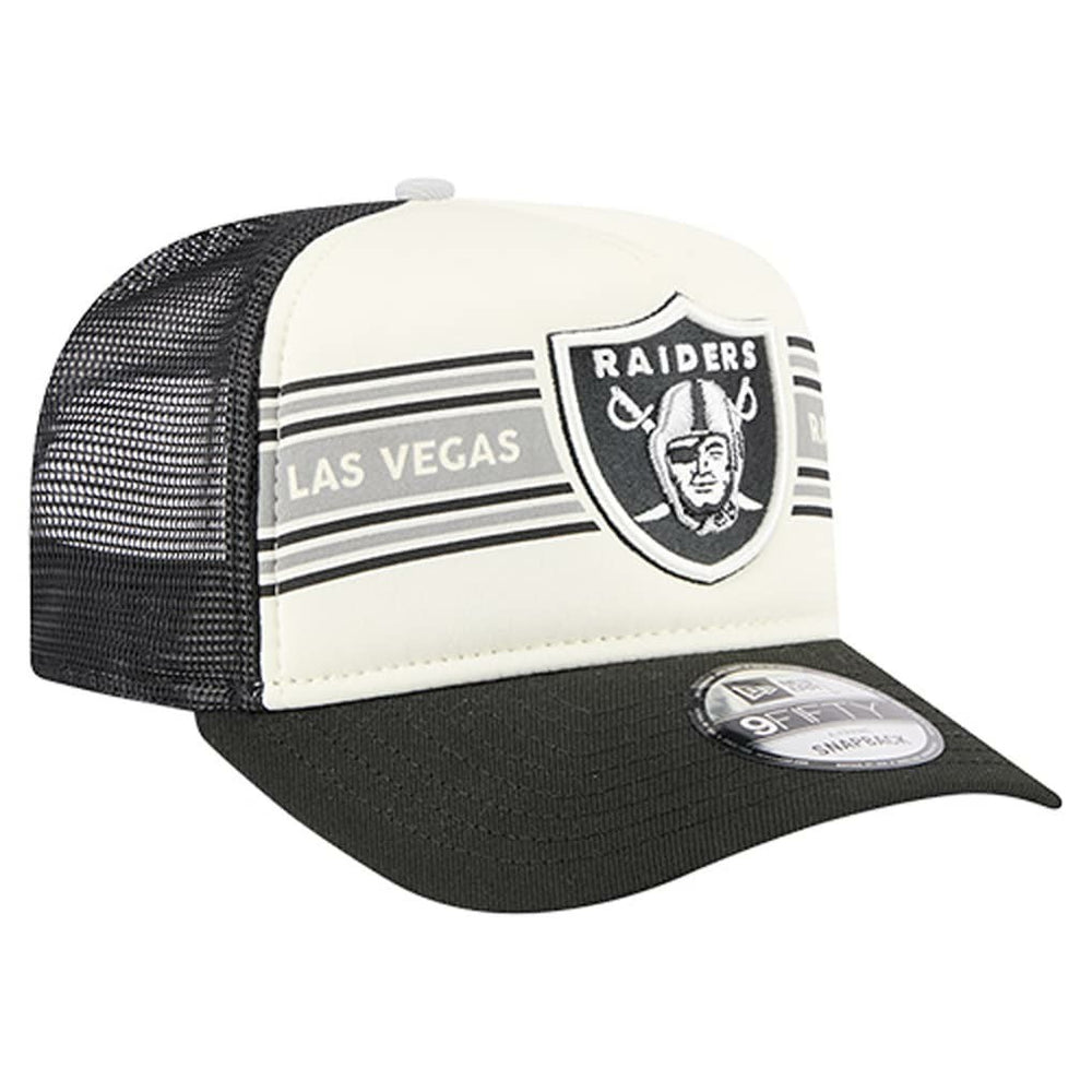 Las Vegas Raiders New Era Youth Banner 9FIFTY A-Frame Adjustable Trucker Hat - Cream/Black Hats