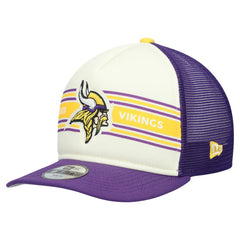 Minnesota Vikings New Era Youth Banner 9FIFTY A-Frame Adjustable Trucker Hat - Cream/Purple Hats