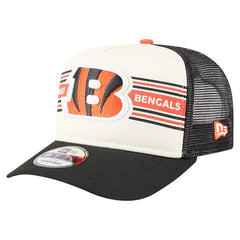 Cincinnati Bengals New Era Youth Banner 9FIFTY A-Frame Adjustable Trucker Hat - Cream/Black Hats
