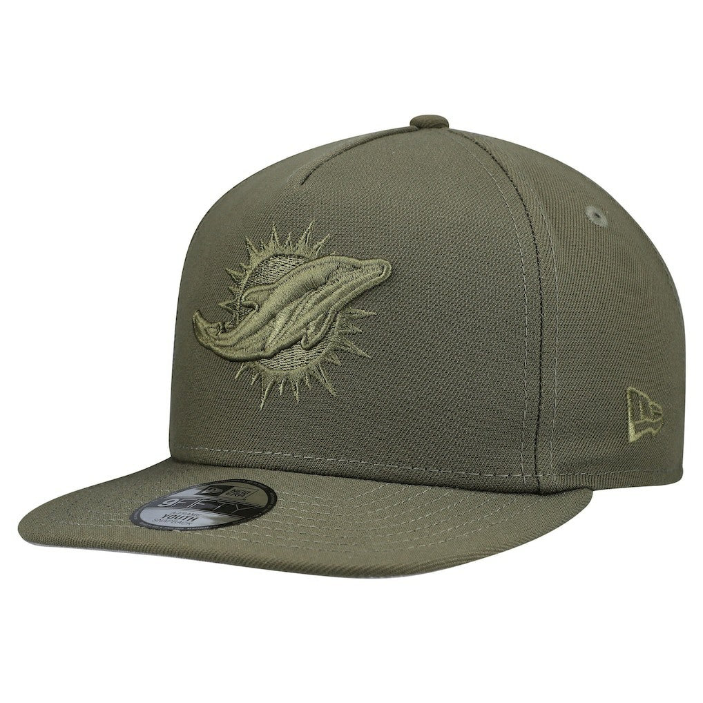 Miami Dolphins New Era Youth Color Pack A-Frame 9FIFTY Snapback Hat - Olive Hats