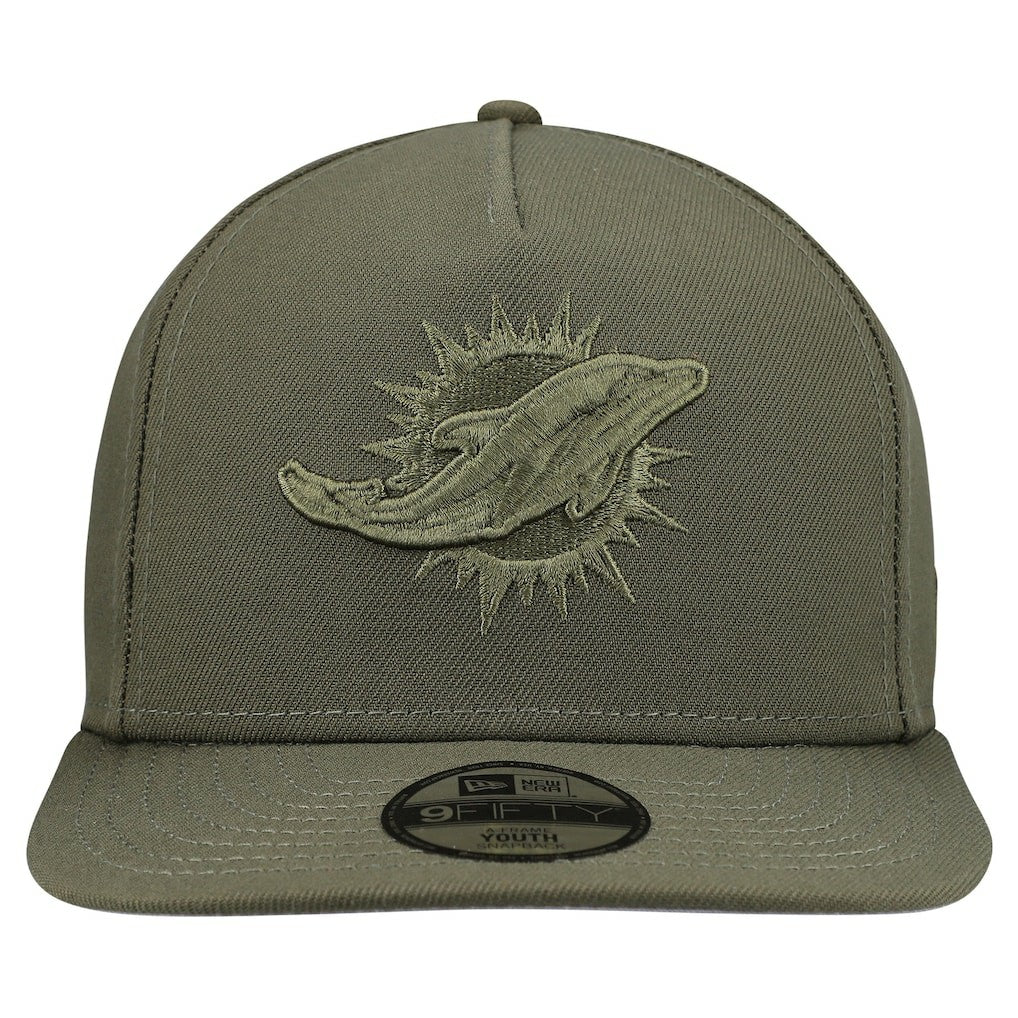 Miami Dolphins New Era Youth Color Pack A-Frame 9FIFTY Snapback Hat - Olive Hats