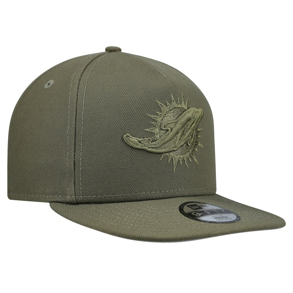 Miami Dolphins New Era Youth Color Pack A-Frame 9FIFTY Snapback Hat - Olive Hats